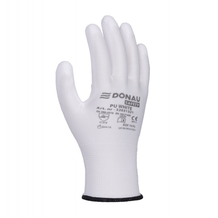 Rękawice DONAU SAFETY PU White, kat. II, rozm. 10, białe