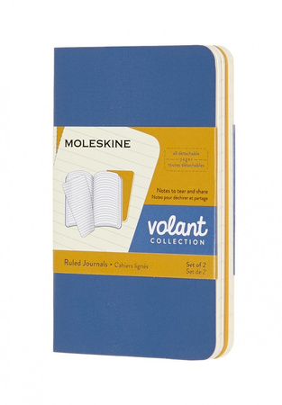 Zestaw 2 zeszytów MOLESKINE Volant, XS, 6,5x10,5cm, w linie, 56 stron, blue/amber yellow