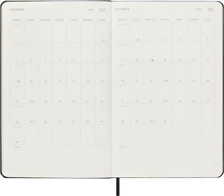 Kalendarz tygodniowy MOLESKINE Smart 2026, 12M, L, twarda oprawa, 13x21cm, czarny