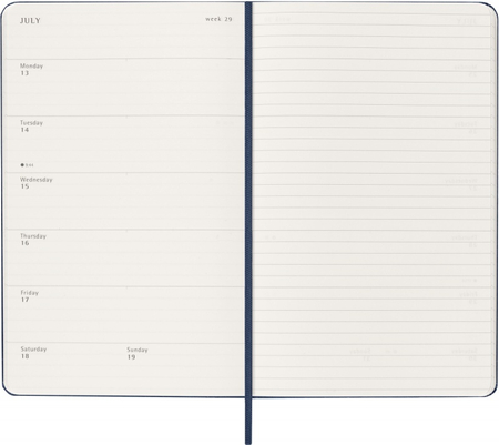 Kalendarz tygodniowy MOLESKINE 2026, 12M, L, twarda oprawa, 13x21cm, sapphire blue