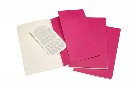 Zestaw 3 zeszytów MOLESKINE Cahier, L, 13x21cm, w linie, 80 stron, kinetic pink