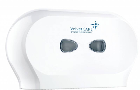 Podwójny podajnik VELVET do papieru toaletowego JUMBO, ABS, biały