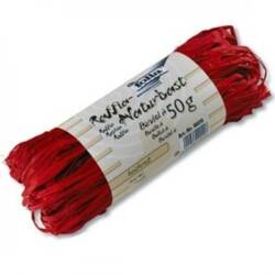 Rafia naturalna, 50g, czerwona