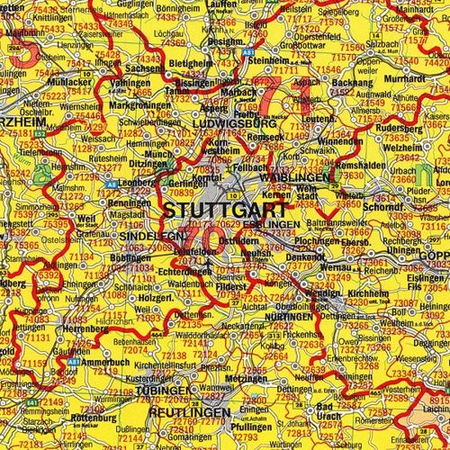 Niemcy. Mapa ścienna Niemiec kodowa 1:700 tys. 96x126cm