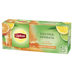 Herbata LIPTON zielona, z nutą cytrusów, 20 torebek
