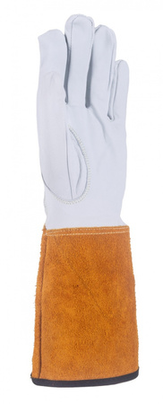 Rękawice spawalnicze DONAU SAFETY DS-KEV WELTIG, kevlar, skóra kozia, rozm. 11/XXL, biało-złote