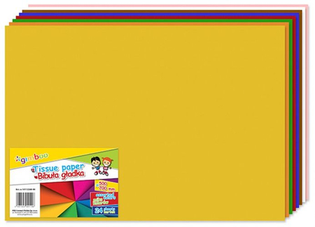 Bibuła gładka GIMBOO, w składkach, 50x70cm, 24ark., mix kolorów