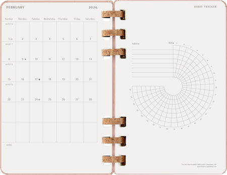 Kalendarz tygodniowy/miesięczny na spirali MOLESKINE 2026, 12M, L, twarda oprawa, 13x21cm, crush almond