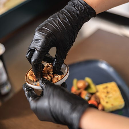 Rękawice nitrylowe bezpudrowe CLARA, 100 szt., rozmiar S, czarne