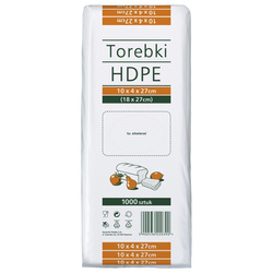 Torebki spożywcze HDPE, 10x4x27cm, 1000 szt., transparentne