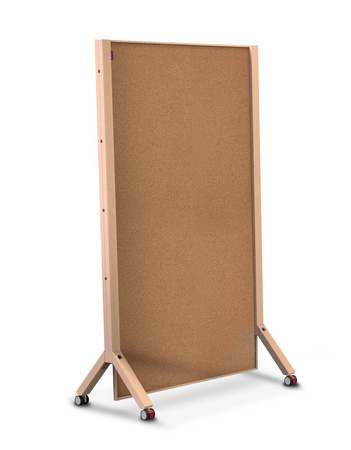 Tablica parawan MemoBe Idea korkowa, dwustronna, rama drewniana z olchy, mobilna, 100 x 174,5 x H180 cm