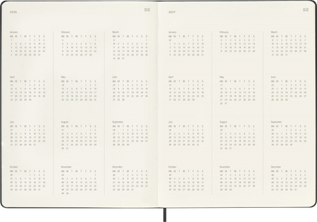 Kalendarz miesięczny MOLESKINE 2026, 12M, XL, twarda oprawa, 19x25cm, czarny