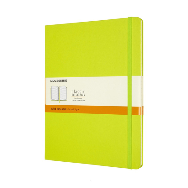 Notes MOLESKINE Classic XL (19x25cm), w linie, twarda oprawa, 192 strony, lemon green