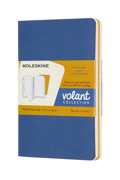 Zestaw 2 zeszytów MOLESKINE Volant, P, 9x14cm, w linie, 80 stron, blue/amber yellow