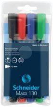 Zestaw markerów uniwersalnych SCHNEIDER Maxx 130, 1-3mm, 4 szt., miks kolorów