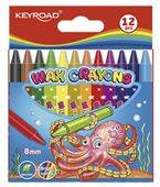Kredki świecowe KEYROAD, 12szt., 8mm, pakowane na displayu, mix kolorów
