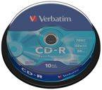 Płyta CD-R VERBATIM, 700MB, prędkość 52x, cake, 10szt., ekstra ochrona
