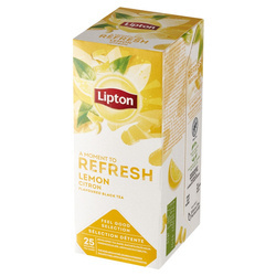 Herbata LIPTON Refresh, czarna, cytrynowa, 25 torebek