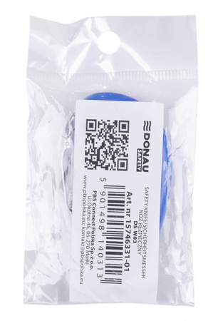 Nóż bezpieczny DONAU SAFETY DS-WO3, wymienne ostrze, zawieszka, niebieski