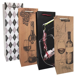 Torba prezentowa, na butelkę, 10,5x33x8,5cm, mix 4 wzorów