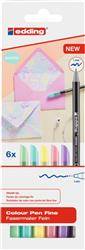 Pisak z cienką końcówką e-1200/6 S EDDING, 1mm, 6 szt., pudełko, mix kolorów pastel