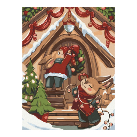 Malowanie po numerach BRUSHME, 30x40 cm, świąteczne króliczki, 1 szt.