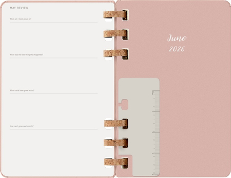 Kalendarz tygodniowy/miesięczny na spirali MOLESKINE 2026, 12M, L, twarda oprawa, 13x21cm, crush almond