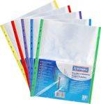 Koszulki na dokumenty DONAU, PP, A4, krystal, 40mikr., kolorowy brzeg - mix kolorów, 25szt. z koloru (mix w kartonie)