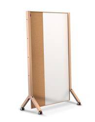 Tablica parawan MemoBe Idea suchościeralna magnetyczna i korkowa, rama z olchy, mobilna, 100 x 174,5 x H180 cm