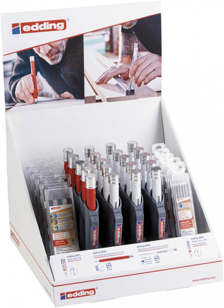 Ołówek budowlany e-8880 + ołówek stolarski e-8890 EDDING, 30 szt., display