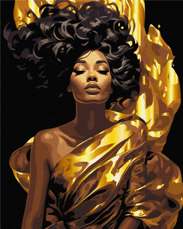 Malowanie po numerach BRUSHME, 40x50 cm, czarne płótno, gold, ubrana w promień, 1 szt., w pudełku