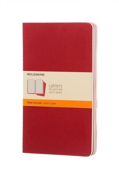 Zestaw 3 zeszytów MOLESKINE Cahier, L, 13x21cm, w linie, 80 stron, cranberry red