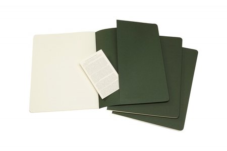 Zestaw 3 zeszytów MOLESKINE Cahier, XL, 19x25cm, gładki, 120 stron, myrtle green
