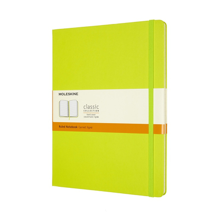 Notes MOLESKINE Classic XL (19x25cm), w linie, twarda oprawa, 192 strony, lemon green