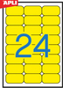 Etykiety kolorowe APLI, 70x37mm, zaokrąglone, żółte, 20 ark.