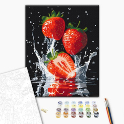Malowanie po numerach BRUSHME, 40x50 cm, soczyste truskawki, 1 szt., w pudełku