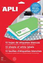 Etykiety uniwersalne APLI, 210x297mm, prostokątne, białe 10 ark.
