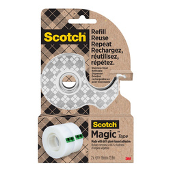 Dyspenser taśmy SCOTCH, ze stali nierdzewnej + 2x taśma Magic™ 19mm x 13,9m, srebrny