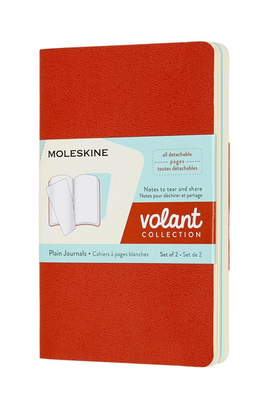 Zestaw 2 zeszytów MOLESKINE Volant, P, 9x14cm, gładki, 80 stron, coral orange/aquamarine