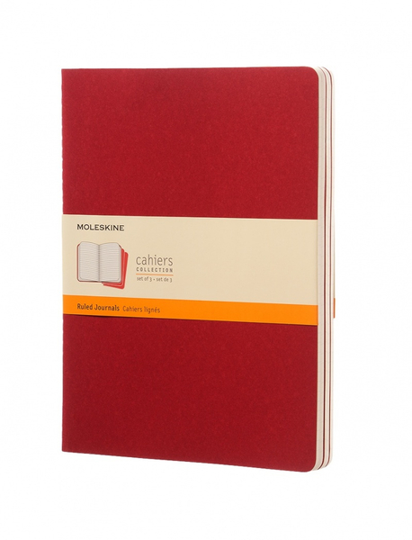 Zestaw 3 zeszytów MOLESKINE Cahier, XL, 19x25cm, w linie, 120 stron, cranberry red