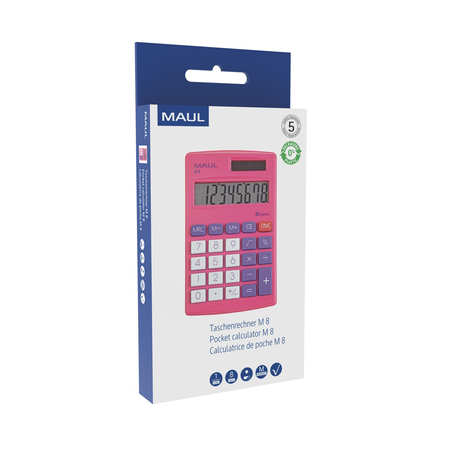 KALKULATOR KIESZONKOWY M 8, 8-POZYCYJNY, RÓŻOWY MAUL