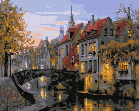 Malowanie po numerach BRUSHME, 40x50 cm, zmierzch w mieście, 1 szt., w pudełku