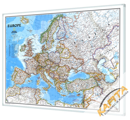 Mapa magnetyczna Europy - polityczna; National Geographic 