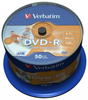 Płyta DVD-R VERBATIM AZO, 4,7GB, prędkość 16x, cake, 50szt., do nadruku