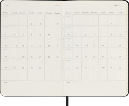 Kalendarz tygodniowy horyzontalny MOLESKINE 2026, 12M, P, twarda oprawa, 9x14cm, czarny