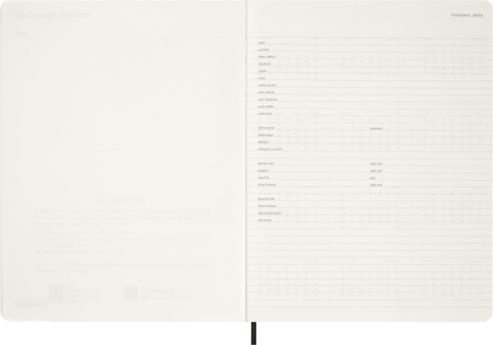 Kalendarz tygodniowy vertykalny MOLESKINE 2026, 15M, XXL, miękka oprawa, 23,5x28cm, czarny