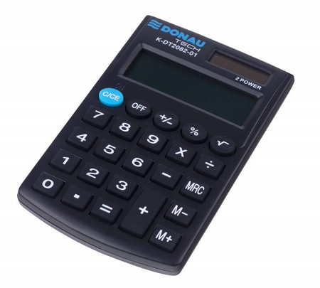Kalkulator kieszonkowy DONAU TECH, 8-cyfr. wyświetlacz, wym. 97x60x10 mm, czarny
