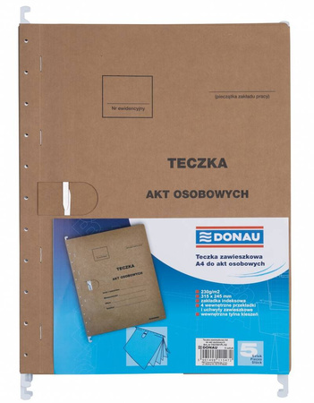 Teczka zawieszkowa DONAU na akta osobowe, karton, A4, 230gsm, brązowa