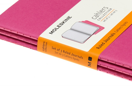 Zestaw 3 zeszytów MOLESKINE Cahier Journals, P, 9x14cm, w linie, 64 strony, kinetic pink