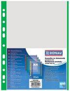 Koszulki na dokumenty DONAU, PP, A4, groszkowe, 40mikr., kolorowy brzeg - zielony, 100szt.